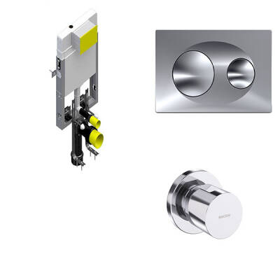 Bocchi Gömme Rezervuar Seti Savio Butonu+Rado Stop Valf - Bocchi