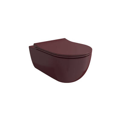 Bocchi V-Tondo Rimless Asma Klozet + Kapak Bordo - Bocchi