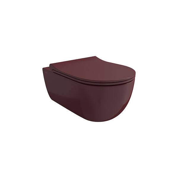 Bocchi V-Tondo Rimless Asma Klozet + Kapak Bordo - 1
