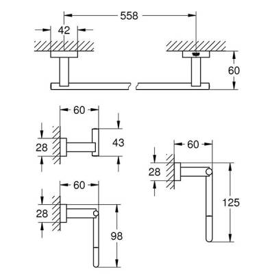 Grohe Essentials Cube Aksesuar Seti 4 Parça Krom-40778001 - 2