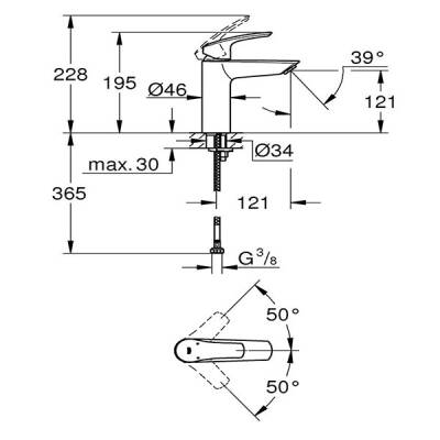 Grohe Eurosmart Tek Kumandalı Lavabo Bataryası M-Boyut - 2