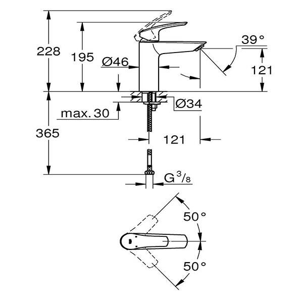 Grohe Eurosmart Tek Kumandalı Lavabo Bataryası M-Boyut - 2