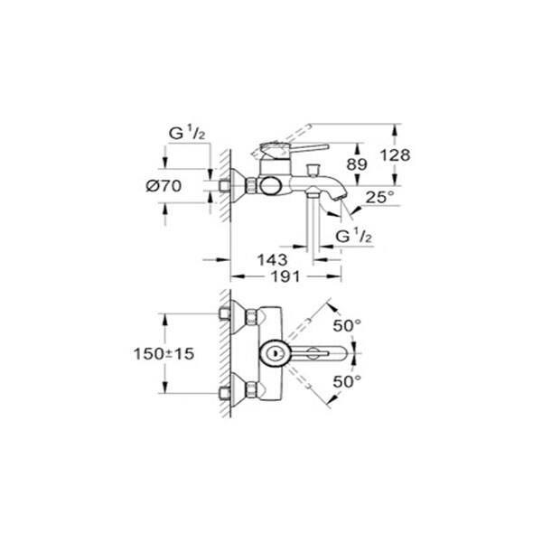 Grohe BauClassic Banyo Bataryası - 32865000 - 2