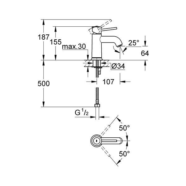 Grohe BauClassic Tek Kumandalı Lavabo Bataryası - 2