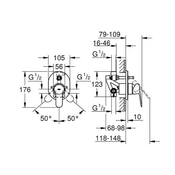 Grohe BauEdge Ankastre Banyo Duş Bataryası - 29039000 - 2