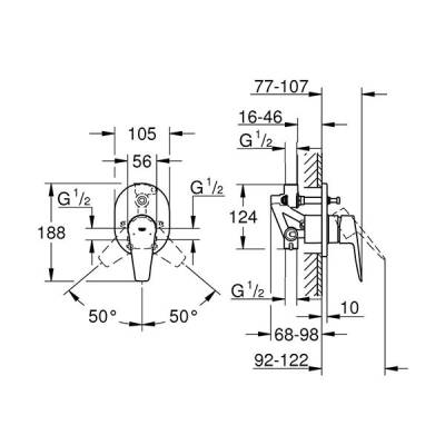 Grohe Bauedge Tek Kumandalı Banyo Bataryası - 29039001 - 2