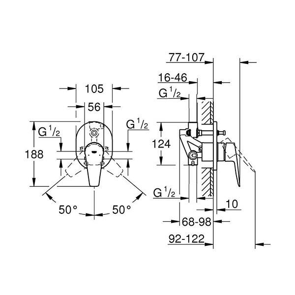 Grohe Bauedge Tek Kumandalı Banyo Bataryası - 29039001 - 2