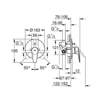 Grohe Bauedge Tek Kumandalı Banyo Bataryası - 29079001 - 2