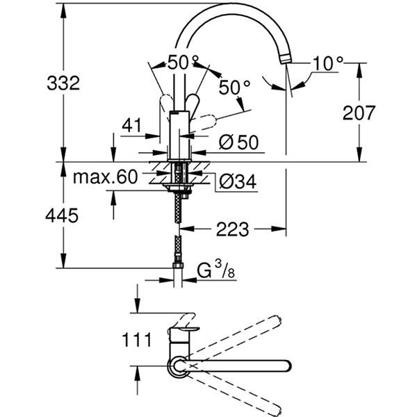 Grohe BauEdge Tek Kumandalı Eviye Bataryası - 2
