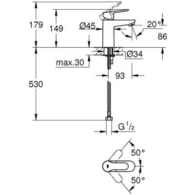 Grohe BauEdge Tek Kumandalı Lavabo Bataryası - 2