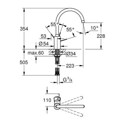 Grohe Eurosmart Cosmopolitan Single-lever sink mixer 1/2? - 3284300E - 2