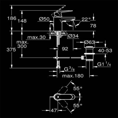 Grohe Eurosmart Cosmopolitan Tek Kumandalı Lavabo Bataryası 1/2? S Boyutu - 32825000 - 2