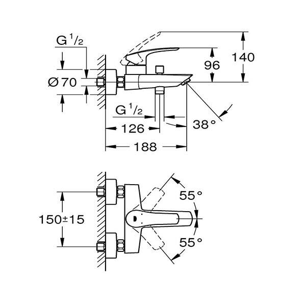 Grohe Eurosmart Tek Kumandalı Banyo Bataryası 1/2 - 33300003 - 2
