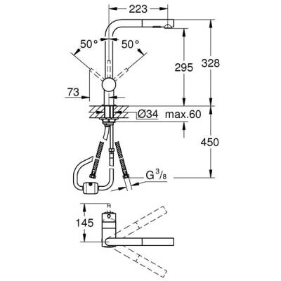 Grohe Eviye Bataryası Spiralli 2 Fonksiyonlu Minta Krom - 2
