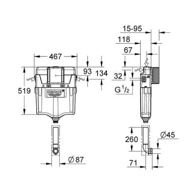 Grohe GD2 Gömme Rezervuar Helataşı İçin 12 cm - 2