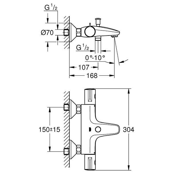Grohe Grohtherm 800 Termostatik Banyo Bataryası - 34576000 - 2