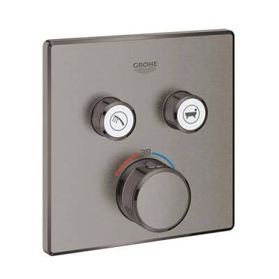 Grohe Grohtherm Smartcontrol Çift Valfli Akış Kontrollü, Ankastre Termostatik Duş Bataryası Brushed Hard Graphite - 29124AL0 - Grohe