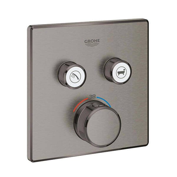 Grohe Grohtherm Smartcontrol Çift Valfli Akış Kontrollü, Ankastre Termostatik Duş Bataryası Brushed Hard Graphite - 29124AL0 - 1