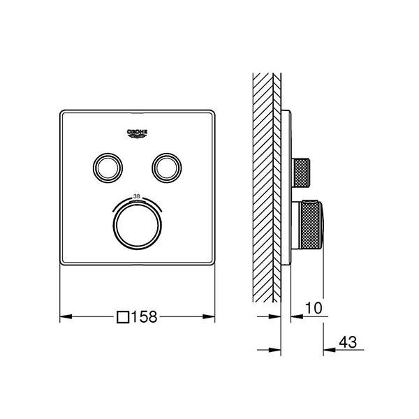 Grohe Grohtherm Smartcontrol Çift Valfli Akış Kontrollü, Ankastre Termostatik Duş Bataryası Brushed Hard Graphite - 29124AL0 - 2