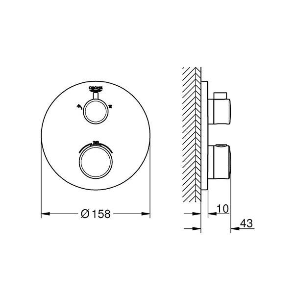 Grohe Grohtherm Termostatik Banyo Duş Bataryası 2 çıkışlı divertörlü - 2