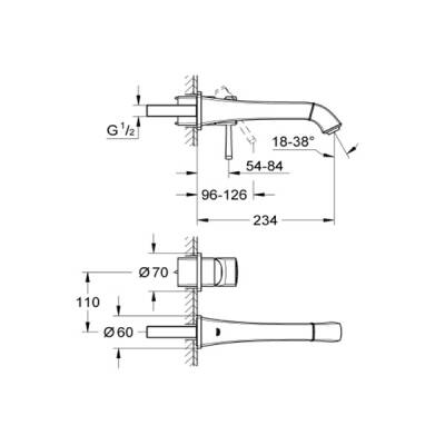 Grohe Lavabo Bataryası 2 Delik. Duv. Grandera Krom/Altın - 2