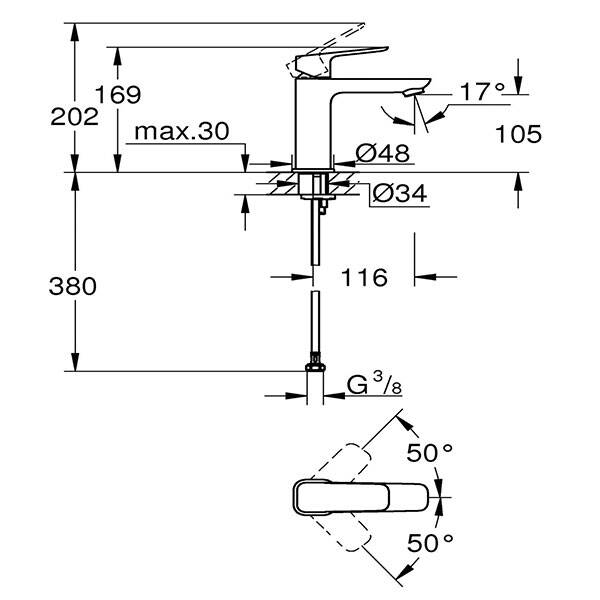Grohe Lavabo Bataryası Cubeo M-Boyut Krom - 2