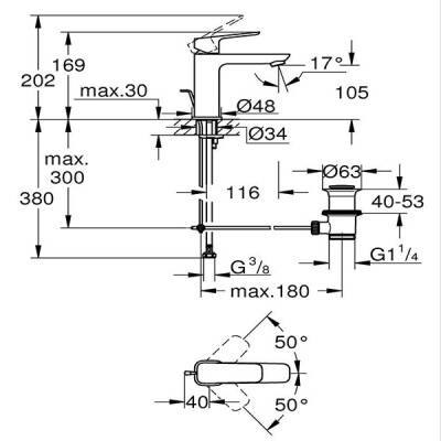 Grohe Lavabo Bataryası Cubeo M-Boyut Mat Siyah - 2