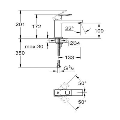 Grohe Lavabo Bataryası Eurocube M-Boyut Krom - 2