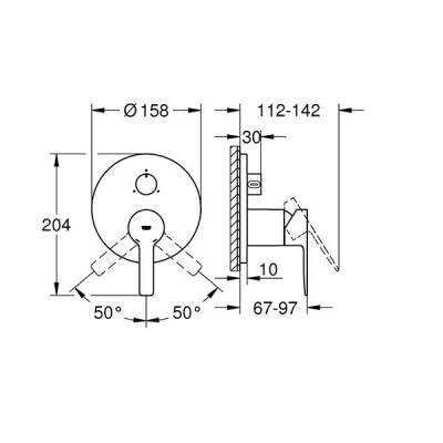 Grohe Lineare Ankastre Banyo Duş Bataryası 3 çıkışlı divertörlü - 2