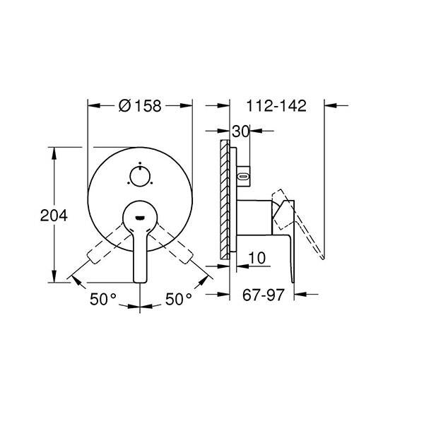 Grohe Lineare Ankastre Banyo Duş Bataryası 3 çıkışlı divertörlü - 2
