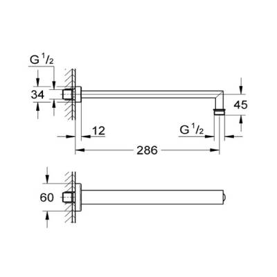 Grohe Rainshower® Tepe Duşu Dirseği 286 mm - 2