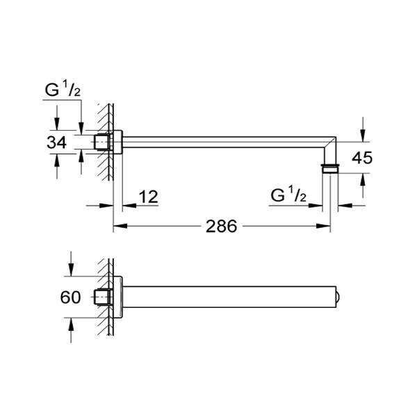 Grohe Rainshower® Tepe Duşu Dirseği 286 mm - 2
