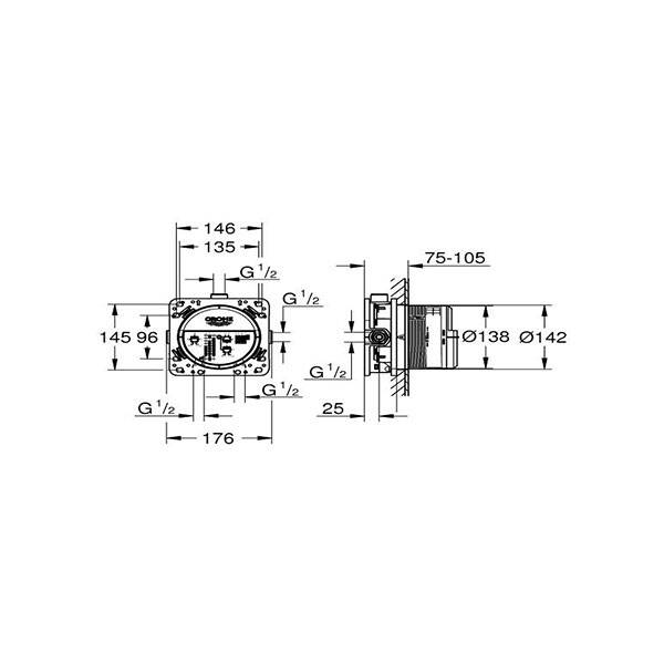 Grohe Rapido Smartbox İç Gövde Universal Giriş Kutusu, 1/2 - 2