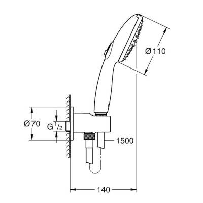 Grohe Tempesta 110 Su Çıkış Dirsekli El Duşu Seti 2 Akışlı Rain,Jet - 2