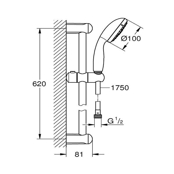 Grohe Tempesta Duş Seti 3 Fonksiyonlu El Duşlu Krom - 27644001 - 2