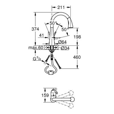 Grohe Zedra Döner Borulu Eviye Bataryası - 2
