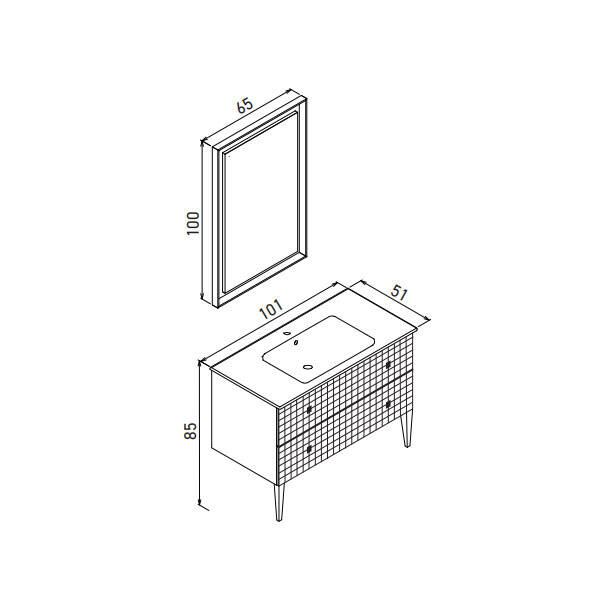 Orka Lipari 100 cm Ayaklı Banyo Dolabı - 4