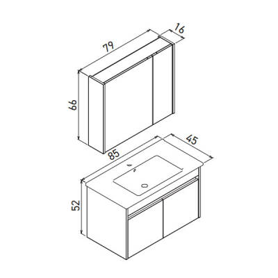 Orka Arno 85 cm Kapaklı Banyo Dolabı - 6