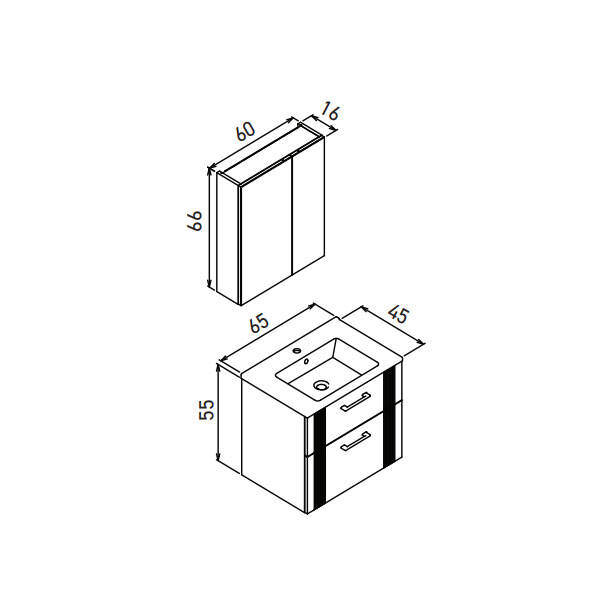 Orka Bari Thermold Ayna Dolaplı 65 cm Banyo Dolabı - 6