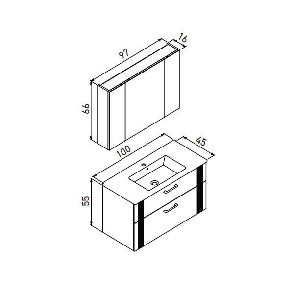 Orka Bari Thermold Ayna Dolaplı 100 cm Banyo Dolabı - 5