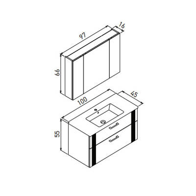 Orka Bari Thermold Ayna Dolaplı 100 cm Banyo Dolabı - 9