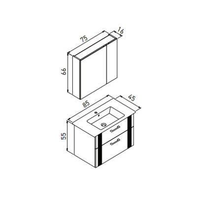 Orka Bari Thermold Ayna Dolaplı 85 cm Banyo Dolabı - 5