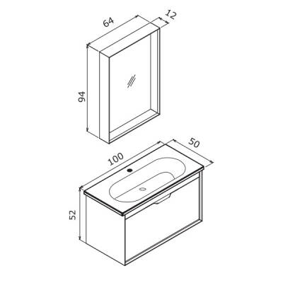 Orka Clay 100 cm Tek Çekmeceli Banyo Dolabı - 6