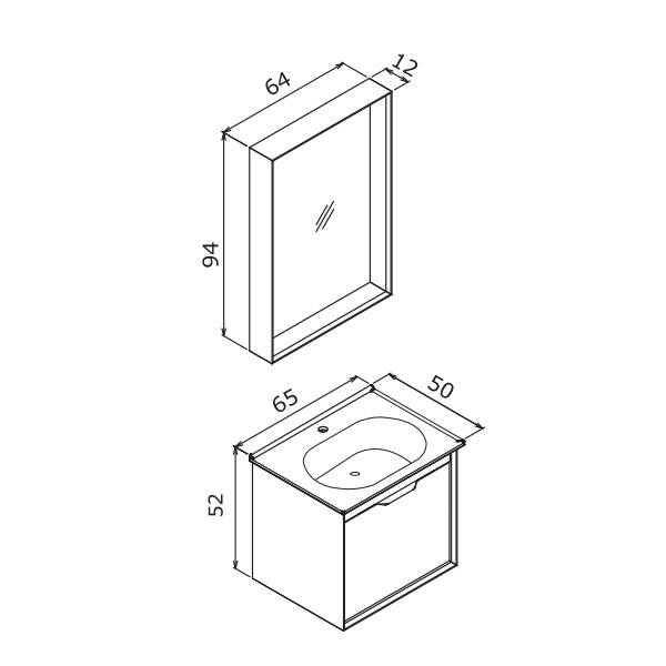 Orka Clay 65 cm Tek Çekmeceli Banyo Dolabı - 6