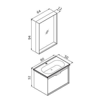 Orka Clay 80 cm Tek Çekmeceli Banyo Dolabı - 6