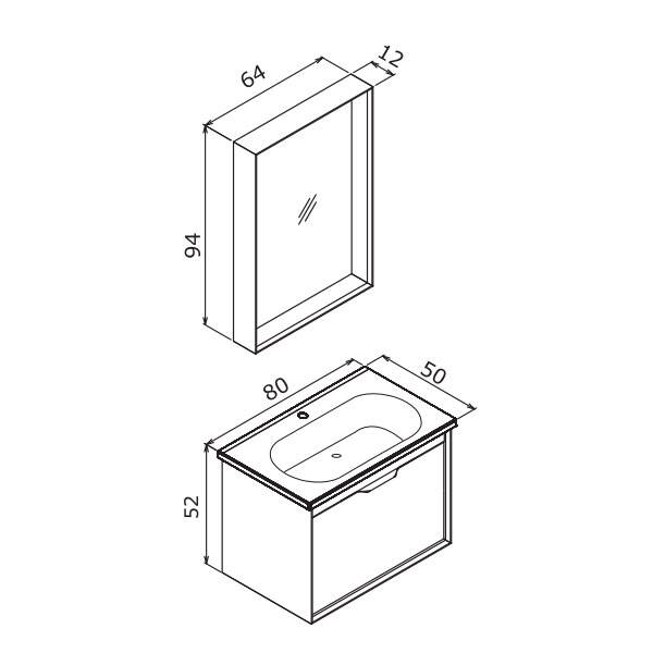 Orka Clay 80 cm Tek Çekmeceli Banyo Dolabı - 6