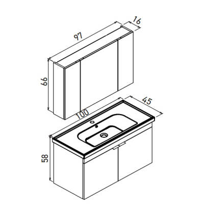 Orka Desna 100 cm Ayna Dolaplı Banyo Dolabı - 3
