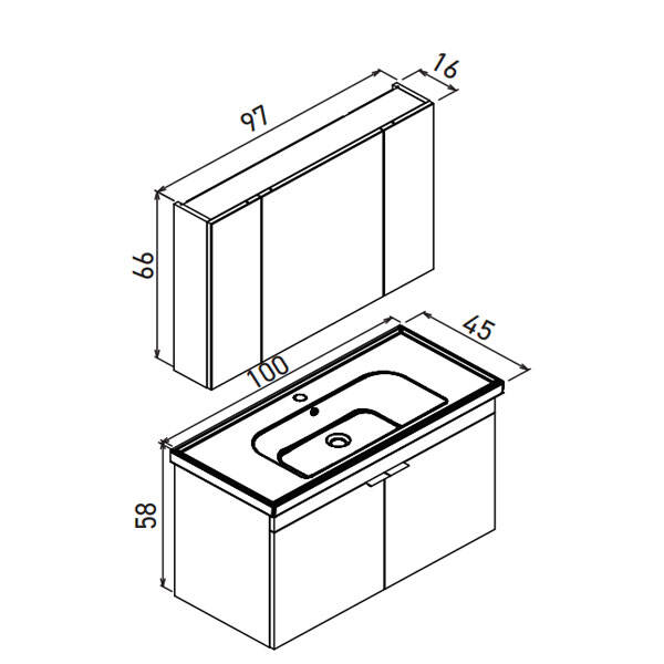 Orka Desna 100 cm Ayna Dolaplı Banyo Dolabı - 4