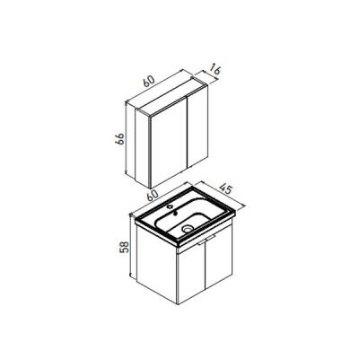 Orka Desna 60 cm Ayna Dolaplı Banyo Dolabı - 4