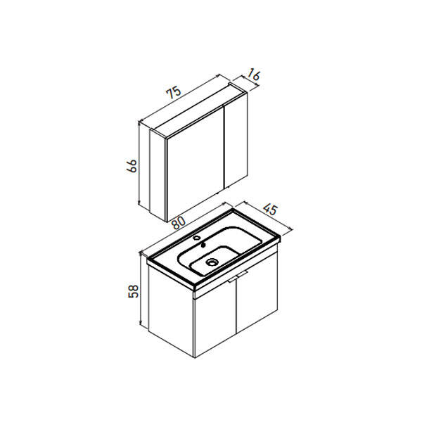 Orka Desna 80 cm Ayna Dolaplı Banyo Dolabı - 4